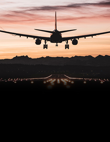 Airplane landing on runway