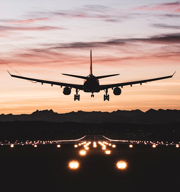 Airplane landing on runway
