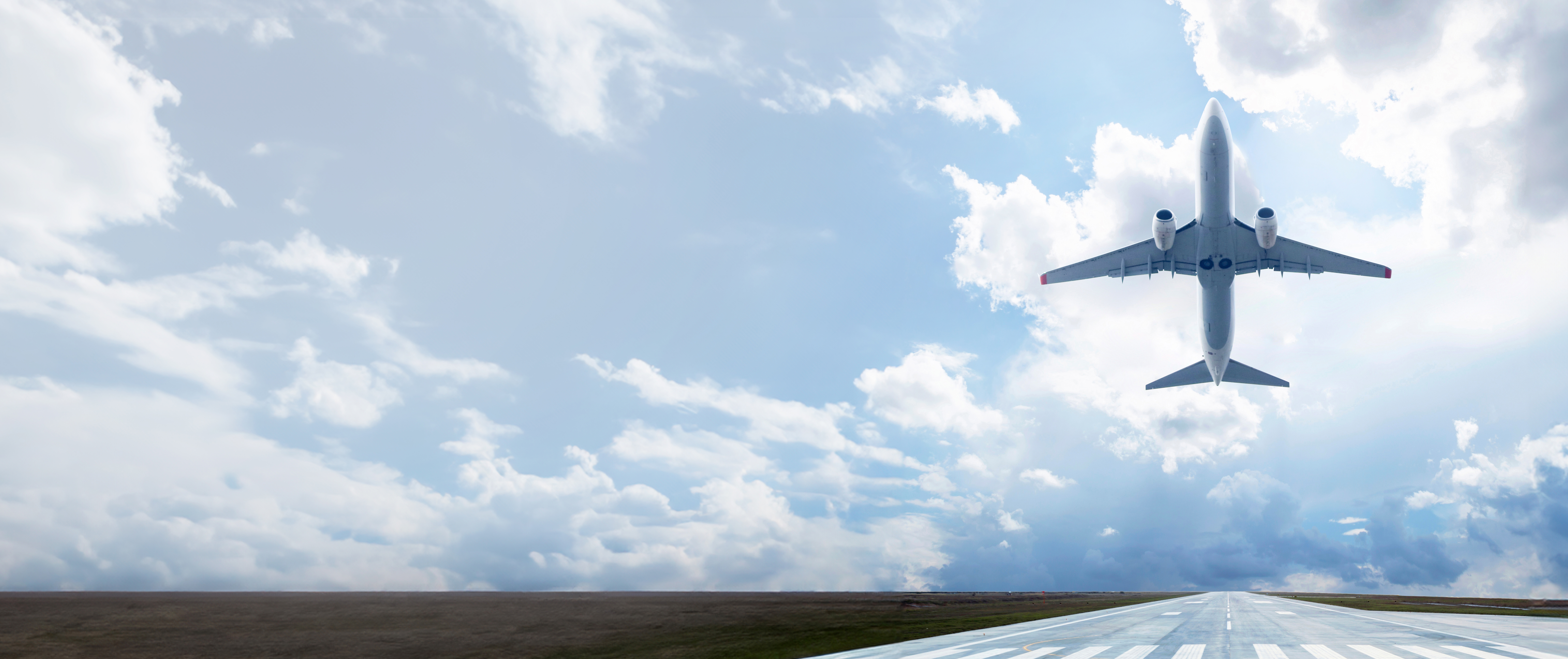 Airplane taking off from runway 