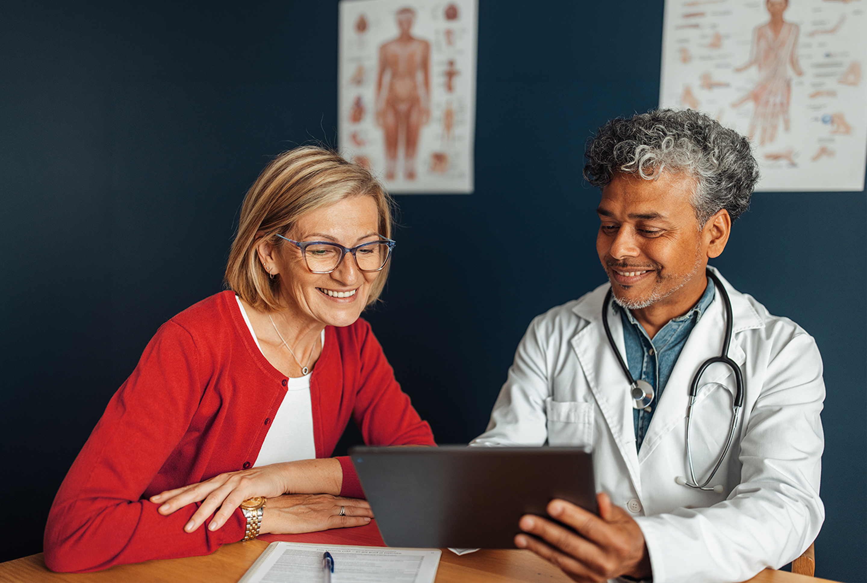 women talking with doctor